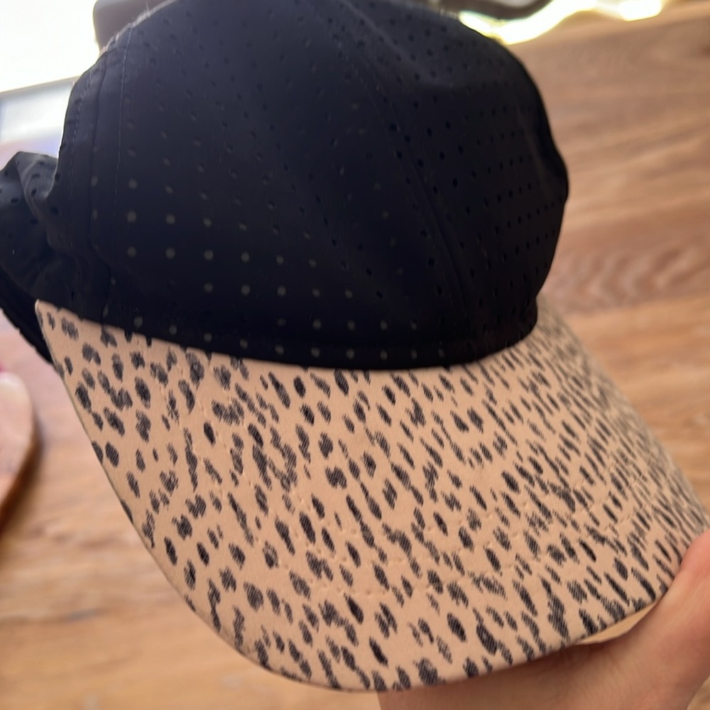 Lululemon Black Perforated Cap with Leopard Print